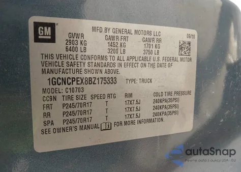 2011 Chevrolet Silverado Work Truck из США, поврежденный, VIN 1GCNCPEX8BZ175333